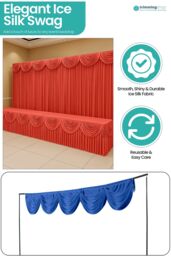 Neel Blue Swag Curtain Panel Ice Silk Detachable Swag Backdrop, 2 Metre in Red - thumbnail 6