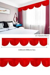 Neel Blue Swag Curtain Panel Ice Silk Detachable Swag Backdrop, 2 Metre in Red - thumbnail 4