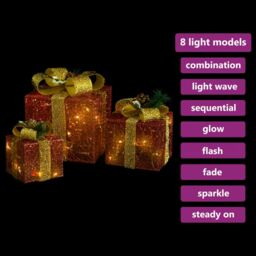 Berkfield Home Decorative Christmas Gift Boxes 3 pcs Red Outdoor Indoor - thumbnail 3