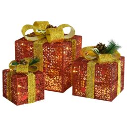 Berkfield Home Decorative Christmas Gift Boxes 3 pcs Red Outdoor Indoor - thumbnail 2