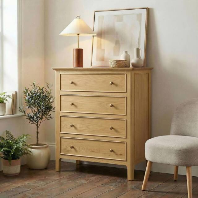 FurnitureboxUK Belle Oak Wood Chest of Drawers in Light Brown - image 1