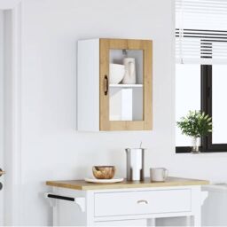 Berkfield Home Kitchen Wall Cabinet with Glass Door¬†Porto Artisan Oak in Brown - thumbnail 3