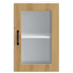 Berkfield Home Kitchen Wall Cabinet with Glass Door¬†Porto Artisan Oak in Brown - thumbnail 6