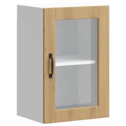 Berkfield Home Kitchen Wall Cabinet with Glass Door¬†Porto Artisan Oak in Brown - thumbnail 2