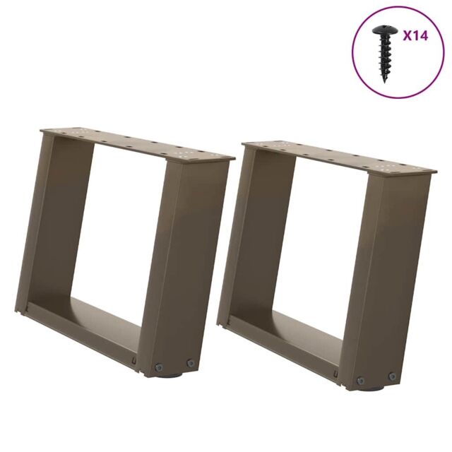 Berkfield Home Coffee Table Legs U-Shaped 2 pcs Natural Steel 50x(30-31) cm Steel in Brown - image 1