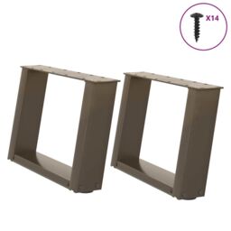 Berkfield Home Coffee Table Legs U-Shaped 2 pcs Natural Steel 50x(30-31) cm Steel in Brown - thumbnail 1