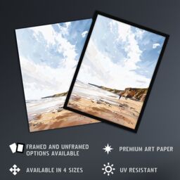 "Artery8 Filey Beach Coastal Cliffs Landscape England Sky Framed Art Print in Beige - Size: W12"" x H16""" - thumbnail 2