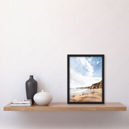 "Artery8 Filey Beach Coastal Cliffs Landscape England Sky Framed Art Print in Beige - Size: W12"" x H16""" - thumbnail 4