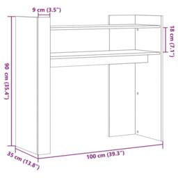 Berkfield Home Classic Console Table Smoked Oak 100x35x90 cm Engineered Wood in Brown - Size: 100 x 35 x 90 cm - thumbnail 8