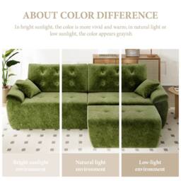 Dprodo 275CM Chenille 4 Seater Sofa, L Shaped Deep Modular Sectional Couches in Green - Size: 3 Pack - thumbnail 6
