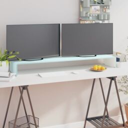Berkfield Home TV Stand/Monitor Riser Glass Green 120x30x13 cm - Size: 120 x 30 x 13 cm