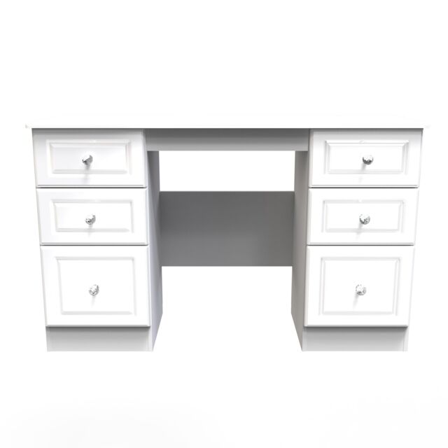 Ready Assembled 2 U Stratford 6 Drawer Kneehole Desk (Ready Assembled) in White - image 1