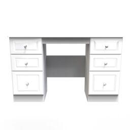 Ready Assembled 2 U Stratford 6 Drawer Kneehole Desk (Ready Assembled) in White - thumbnail 1