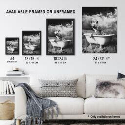 "Artery8 Hyena In Desert Bathtub Black White Surreal Wall Art Print in Grey - Size: W12"" x H16""" - thumbnail 3