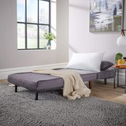Home Source Double Sofa Bed Folding Chair Velvet Wooden Legs Two Pillow Home in Grey - thumbnail 6