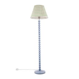 ValueLights Bobbins Powder Blue Floor Lamp with Tapered Fabric Pleated Shade with LED Bulb in Pale Pink - thumbnail 2