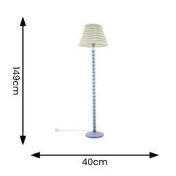 ValueLights Bobbins Powder Blue Floor Lamp with Tapered Fabric Pleated Shade with LED Bulb in Pale Pink - thumbnail 6