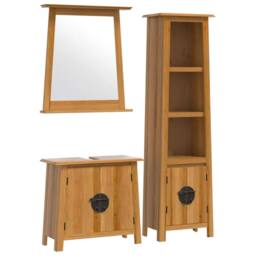 Berkfield Home 3 Piece Bathroom Furniture Set Solid Wood Pine in Brown