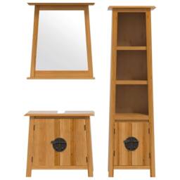 Berkfield Home 3 Piece Bathroom Furniture Set Solid Wood Pine in Brown - thumbnail 5