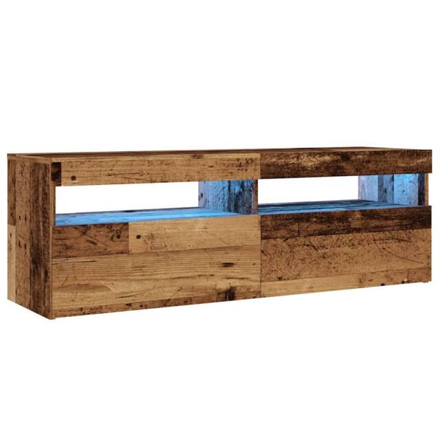 Berkfield Home TV Cabinet with LED Lights Old Wood 120x35x40 cm Engineered Wood in Brown - Size: 120 x 35 x 40 cm - image 1