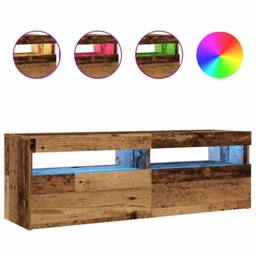 Berkfield Home TV Cabinet with LED Lights Old Wood 120x35x40 cm Engineered Wood in Brown - Size: 120 x 35 x 40 cm - thumbnail 3