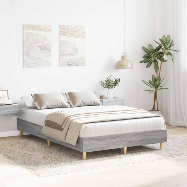 Berkfield Home Durable Bed Frame No Mattress Grey Sonoma 120x200 cm Engineered Wood - Size: Small Double - image 1
