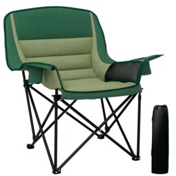 OUTSUNNY Camping Chair for Adults, Padded Folding Chair in Green - thumbnail 2