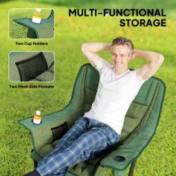 OUTSUNNY Camping Chair for Adults, Padded Folding Chair in Green - thumbnail 5