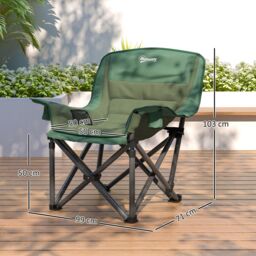 OUTSUNNY Camping Chair for Adults, Padded Folding Chair in Green - thumbnail 3