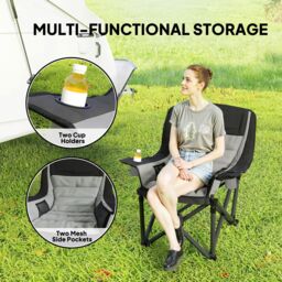 OUTSUNNY Camping Chair for Adults, Padded Folding Chair in Green - thumbnail 6