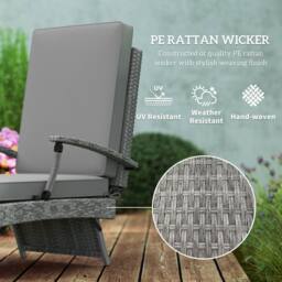 OUTSUNNY Foldable Rattan Garden Recliner Chair w/ Cushion, Footrest in Light Grey - thumbnail 5