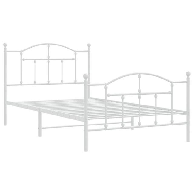 Berkfield Home Metal Bed Frame with Headboard & Footboard White 100x200 cm - image 1