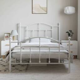 Berkfield Home Metal Bed Frame with Headboard & Footboard White 100x200 cm - thumbnail 4