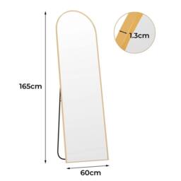 VOGREX 165cm Arched Full Length Floor Mirror Golden Free Standing Frame in Gold - thumbnail 2