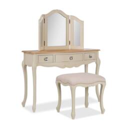 Statement Furniture Juliette Dressing Table Set with Crystal Handles (with Stool & Mirror) in Ivory - thumbnail 6