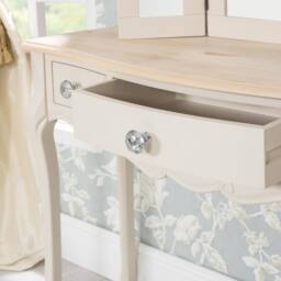 Statement Furniture Juliette Dressing Table Set with Crystal Handles (with Stool & Mirror) in Ivory - thumbnail 2