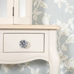 Statement Furniture Juliette Dressing Table Set with Crystal Handles (with Stool & Mirror) in Ivory - thumbnail 3