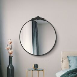 "MirrorOutlet Black Metal Framed Round Decorative Wall Mirror 39"" X 39"" (100x100CM) - Size: 1 Pack" - thumbnail 6