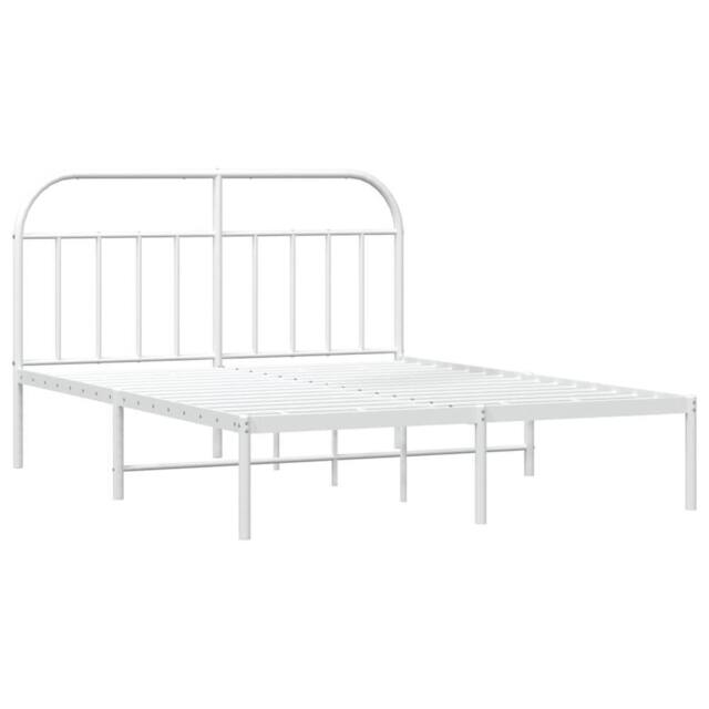 Berkfield Home Metal Bed Frame with Headboard White 140x190 cm - image 1