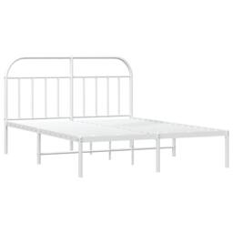 Berkfield Home Metal Bed Frame with Headboard White 140x190 cm - thumbnail 1