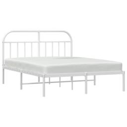 Berkfield Home Metal Bed Frame with Headboard White 140x190 cm - thumbnail 5