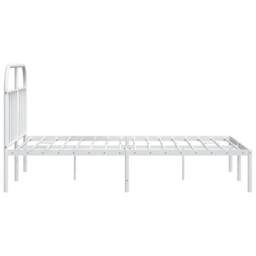 Berkfield Home Metal Bed Frame with Headboard White 140x190 cm - thumbnail 7
