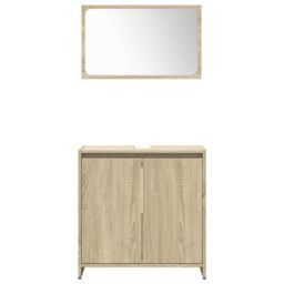 Berkfield Home 4 Piece Bathroom Furniture Set Sonoma Oak Engineered Wood in Brown - thumbnail 5