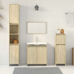 Berkfield Home 4 Piece Bathroom Furniture Set Sonoma Oak Engineered Wood in Brown - thumbnail 3