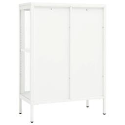 Berkfield Home Sideboard White 75x35x105 cm Steel & Glass - Size: 75 x 35 x 105 cm - thumbnail 5