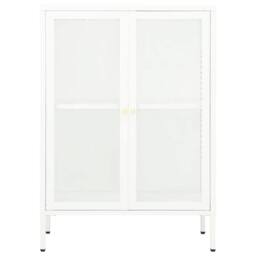 Berkfield Home Sideboard White 75x35x105 cm Steel & Glass - Size: 75 x 35 x 105 cm