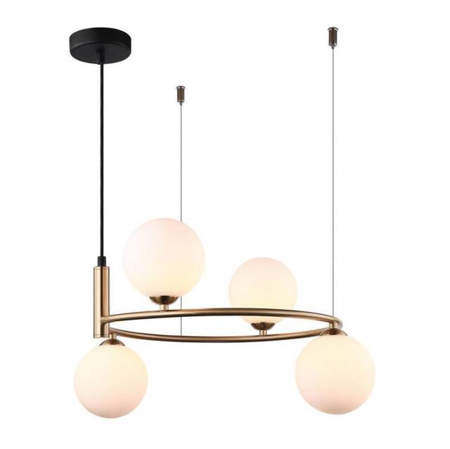 Netlighting Modern Hanging Pendant Golden 4 Light with White Shade G9 in Gold