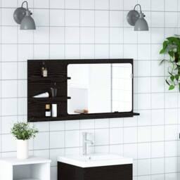 Berkfield Home Bathroom Mirror Cabinet Black Oak 90x11x45 cm Engineered Wood - Size: 90 x 11 x 45 cm - thumbnail 3