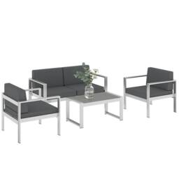 OUTSUNNY 4 Seater Aluminium Garden Furniture Sofa Set with Olefin Cushions in Dark Grey - thumbnail 2