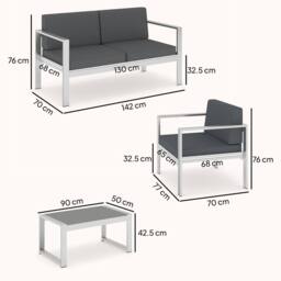 OUTSUNNY 4 Seater Aluminium Garden Furniture Sofa Set with Olefin Cushions in Dark Grey - thumbnail 3